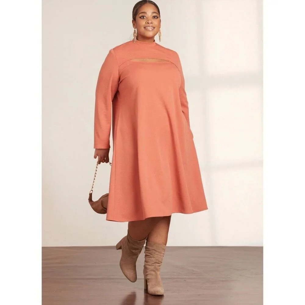 Simplicity Sewing Pattern 9644 R11673 Dress Knit Keyhole‎ Misses Size 10-18